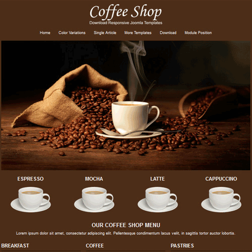 قالب حرفه ای جوملا 3 رایگان برای کافی شاپ ها - Coffee Shop