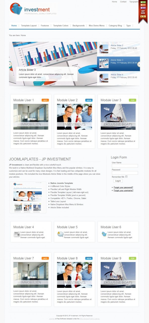 وب سایت شرکتی جوملا Investment